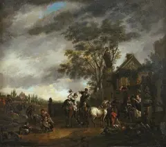 copy after Philips Wouwerman, AFTER THE HUNT, Oil on panel