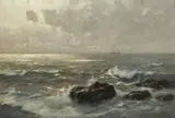 Erwin Günther, ROCKS IN BREAKERS, Oil on canvas