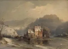 Carl Hilgers, STRAUWEILER CASTLE NEAR ALTENBERG IN THE WINTER, Oil on canvas