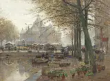 Hans Herrmann, MARKET IN AMSTERDAM WITH VIEW ON THE WAAG, Oil on canvas