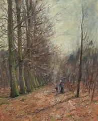 Helmuth Liesegang, PARKWAY WITH TWO FIGURES, Oil on canvas