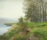 Hugo Mühlig, SPRING LANDSCAPE AT A RIVER