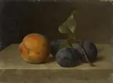 Emilie Preyer, STILL LIFE WITH PEACH AND PLUMS