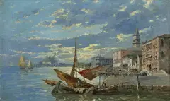 Ferdinando Silvani, THE MOLO DANIELI ON THE RIVA DEGLI SCHIAVONI, Oil on canvas