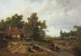Johan Diderik Cornelis Veltens, LANDSCAPE WITH FARMSTEAD, Oil on panel