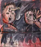 Walter Dahn, Hör genau zu... (listen up...), Oil on nettle