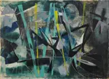 Franz Alfred Theophil Winter, Spitzes Gelb, Oil and wax crayon, partially scratched, on cardboard