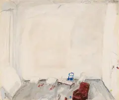 Untitled (interior) by Klaus Fußmann, Gouache and pencil on chamois coloured paper, sold Jun 2011