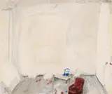 Klaus Fußmann, Untitled (interior), Gouache and pencil on chamois coloured paper