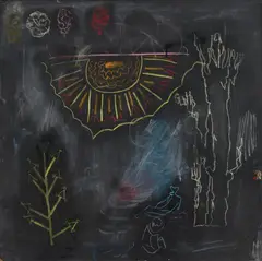 Untitled by Per Kirkeby, Colour chalk on blackboard lacquer on masonite, sold Jun 2011