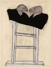Max Neumann, Untitled, Mixed media on paper on canvas