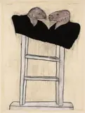 Max Neumann, Untitled, Mixed media on paper on canvas