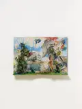 Landscape with two eyes by Bernard Schultze, Relief painting: oil, wire, plaster, textiles a.o. on canvas approx, sold Jun 2011