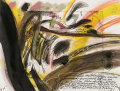 Untitled by Walter Stöhrer, Oil, gouache, ink and colour crayon over original etching on smooth cardboard, sold Jun 2011