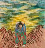 SEO, Meine deutschen Träume - Selbstgespräch (my German dreams - talking to oneself), Acrylic, watercolour, ink and paper collage on canvas