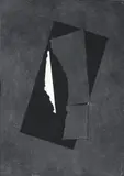 Italo Valenti, Eurydike, Collage of coloured cardboard elements on grey black cardboard on grey painted masonite