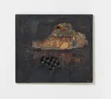 Wolf Vostell, Transmigracion, Décollage: oil on torn paper with cardboard and metal elements and collaged with metal wool on canvas