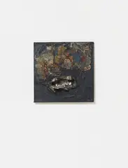 Wolf Vostell, Amiq, Décollage: oil on torn paper collaged with metal element on canvas