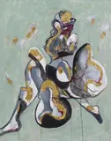 Wolf Vostell, Königin M. Luise v. Preussen, Acrylic, gold leaf and glue on canvas