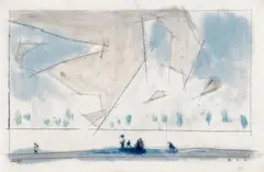 Lyonel Feininger, Luminous Clouds, Watercolour and pen and ink drawing on ivory coloured laid paper with watermark "MBM"