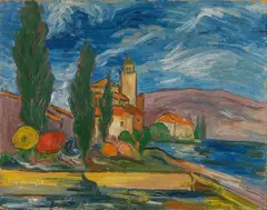 Franz Heckendorf, Tessiner Landschaft (Tessin Landscape), Oil on cardboard
