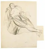Karl Hubbuch, Liegender Halbakt mit Pelz (Reclining Half-Length Nude with Fur)
