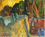 Ernst Mollenhauer, Parklandschaft in der Bretagne (Park Landscape in Brittany), Oil tempera on canvas