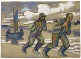 Max Pechstein, Treidelnde Fischer (Fishermen towing Boat)