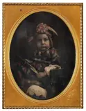 Edward Jacobs, UNTITLED (LITTLE GIRL WITH GUN), Daguerreotype hand-tinted
