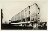 Lucia Moholy und Junkers Luftbild, BAUHAUS BUILDING IN DESSAU, 3 vintage gelatin silver prints (photopostcards). Varying sizes from