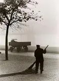 FALL SPIRIT IN FRANKFURT, VIEW TOWARDS "EISERNER STEG" by Paul Wolff & Alfred Tritschler, Ferrotyped vintage gelatin silver print on Agfa-Portriga-Rapid paper, sold May 2011