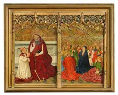 SAINT CLEMENT WITH DONOR PENTECOST by Martín de Soria, Tempera on wood, sold May 2011