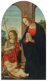 THE VIRGIN WITH CHILD AND SAINT JOHN by Master of San Miniato, Tempera on woold, sold May 2011