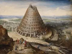 Lucas van Valckenborch, THE TOWER OF BABEL, Oil on panel (parquetted)