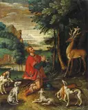 Netherlandish School, around 1600, SAINT HUBERTUS, Oil on panel