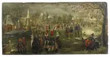WINTER SCENE by in the manner of Denis van Alsloot, Oil on panel, sold May 2011