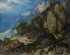 Frederik van Valckenborch, MOUNTAIN LANDSCAPE WITH TWO WATER-MILL, Oil on copper