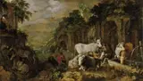 Roelant Savery, COWS AT A WATERPLACE, Oil on panel