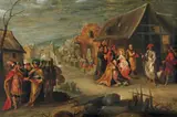ADORATION OF THE MAGI by Frans Francken the Younger and workshop, Oil on panel (parquetted), sold May 2011