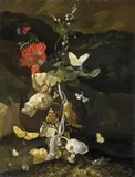Netherlandish School 17th century, STILL LIFE WITH PLANT AND INSECTS