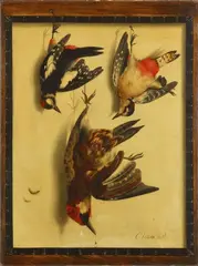 Cornelis Biltius, TROMPE-L´OEIL WITH BIRDS, Oil on canvas (relined)