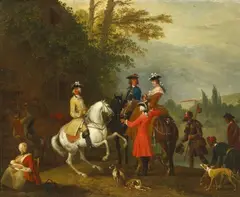 Jan Peeter Verdussen, RESTING HUNTSMEN, Oil on canvas (relined)