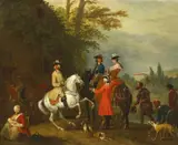 Jan Peeter Verdussen, RESTING HUNTSMEN, Oil on canvas (relined)