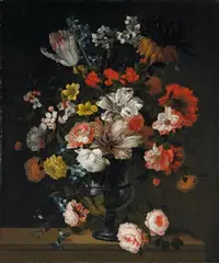 FLOWER STILL LIFE by Netherlandish School 18th century, Oil on canvas (relined), sold May 2011