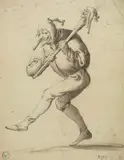 Pieter Jansz Quast, DANCING FOOL, Pencil on vellum