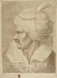 Januarius Zick, HEAD OF AN ORIENTAL WITH TURBAN, Pen and brown ink