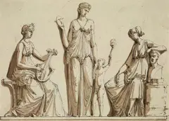 THREE MUSES by attributed to Bernardino Giuseppe Bison, Pen and brush and brown ink, sold May 2011