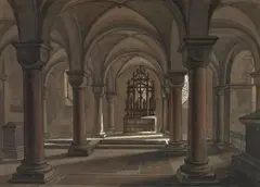 Simon Quaglio, THE CRYPT OF THE CHURCH OF SAINT GEREON IN COLOGNE, Watercolour