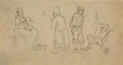 TWO SKETCHES by Ludwig Richter, Pencil on ripped paper, sold May 2011