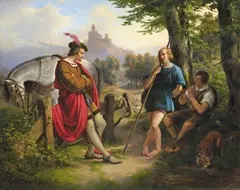 Karl Bennert, GOLO LISTNING TO THE SHEPPHERDS SINGING, Oil on canvas (relined)